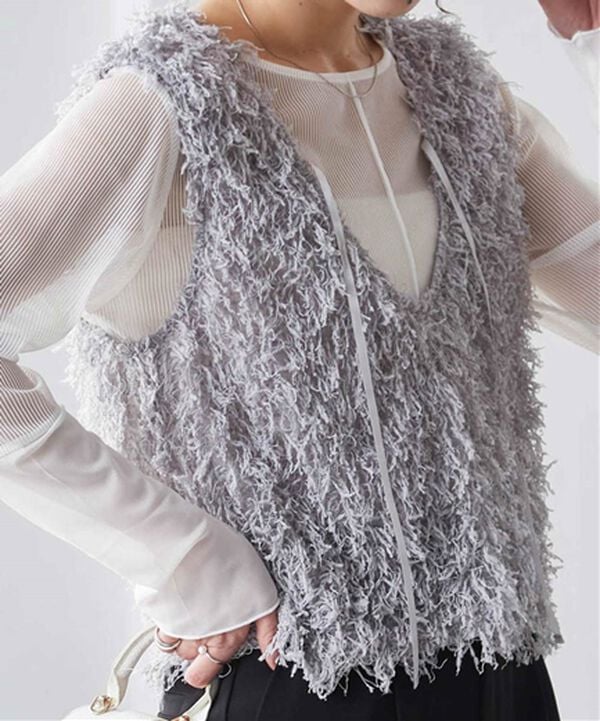 RANAN（ラナン）の「前後2WAYフリンジショートベスト（ベスト）」｜詳細画像