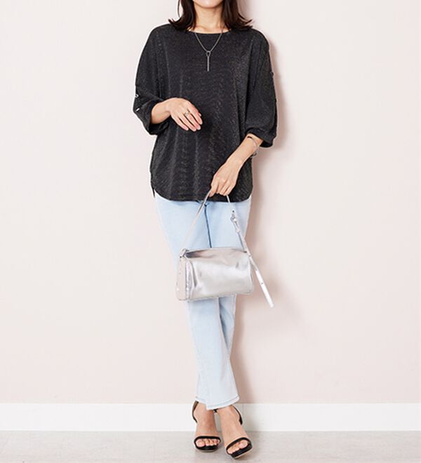 BELLUNA（ベルーナ）の「ラメ調肩ボタンデザインプルオーバー（カットソー）」｜詳細画像