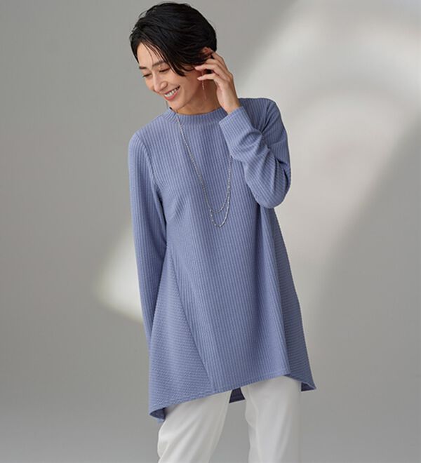 BELLUNA（ベルーナ）の「ふくれ素材フレアーデザインストレッチチュニック（チュニック）」｜詳細画像