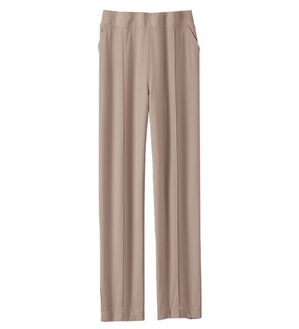 BELLUNA（ベルーナ）の「裏フリースピンタックテーパードパンツ（フルレングスパンツ）」｜ライトベージュ