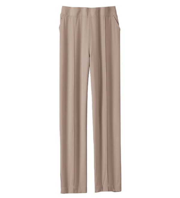 BELLUNA（ベルーナ）の「裏フリースピンタックテーパードパンツ（フルレングスパンツ）」｜ライトベージュ