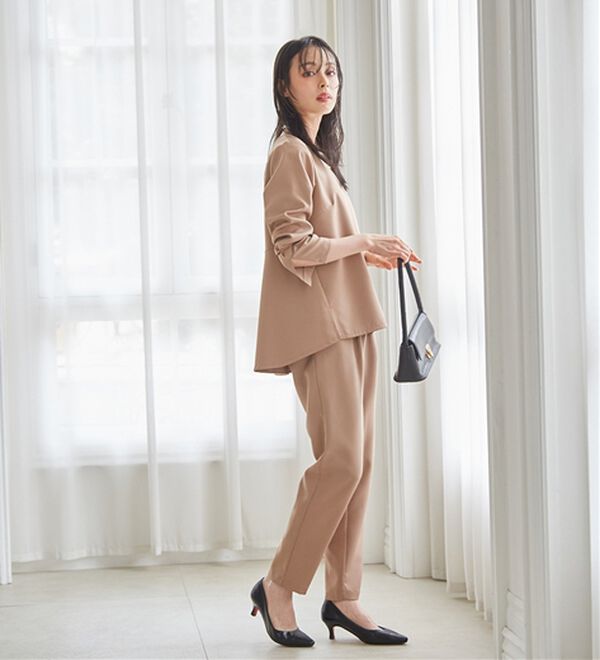 RANAN（ラナン）の「【選べるデザイン】楽してきれい見え！セットアップ（ブラウススーツ）」｜モカ(ペプラム)