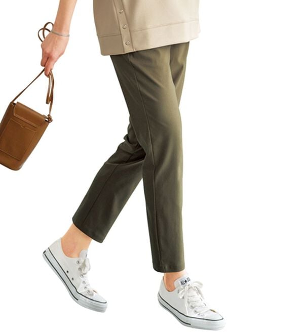 BELLUNA（ベルーナ）の「チノ見えストレッチ素材テーパードパンツ（テーパードパンツ）」｜カーキ