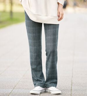BELLUNA（ベルーナ）の「まるではく毛布！静電防止付裏ファーイージーパンツ（フルレングスパンツ）」｜グレンチェック