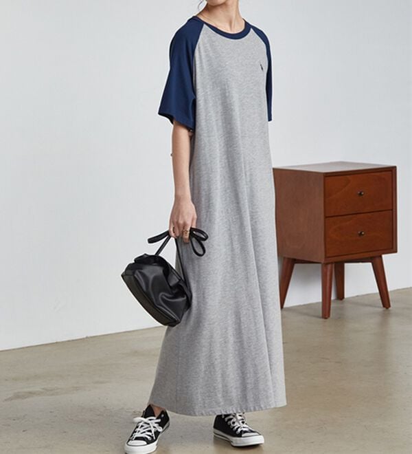 RANAN（ラナン）の「＜Ｕ．Ｓ．ＰＯＬＯ　ＡＳＳＮ．＞ラグランカットソーＡラインワンピース（カットソーワンピース）」｜詳細画像