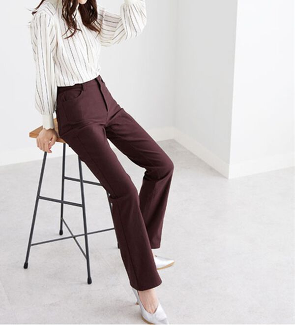 BELLUNA（ベルーナ）の「【選べる裏起毛】静電気防止！ブーツカットヘリンボーンパンツ（フルレングスパンツ）」｜詳細画像