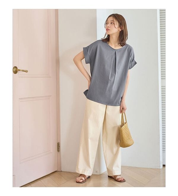 Viola e Viola（ヴィオラ エ ヴィオラ）の「【接触冷感】綿１００％前後２ＷＡＹタックトップス　さらひやりコットン（カットソー）」｜詳細画像