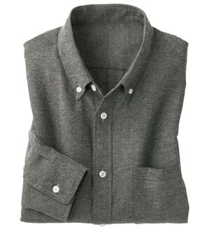「＜シンプル＆プラス＞お手入れ簡単オックスフォードシャツ（メンズシャツ）」｜グレー 長袖