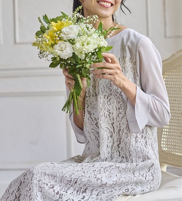 BELLUNA（ベルーナ）の「シャンタン素材ノーカラージャケットレースワンピースアンサンブル（ワンピースセットスーツ）」｜詳細画像