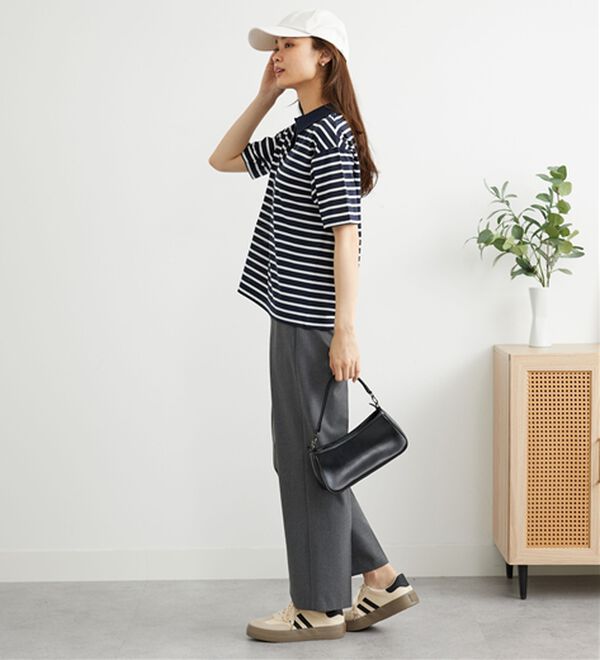 BELLUNA（ベルーナ）の「ボーダー柄スキッパーポロシャツ（カットソー）」｜詳細画像