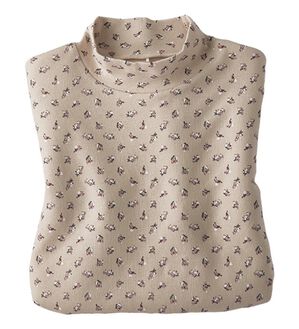 BELLUNA（ベルーナ）の「【選べる衿】肌に優しい綿１００％暖か発熱素材プルオーバー＜ベルホット　コットン＞（カットソー）」｜小花柄(エクリュベージュ)