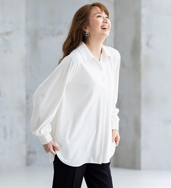 BELLUNA（ベルーナ）の「楽もきれいも譲れない！バックリボンカットソーブラウス（ブラウス）」｜詳細画像