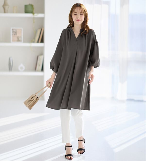 alotta（アロッタ）の「パフ袖とろみブラウスチュニックワンピース（チュニックワンピース）」｜詳細画像