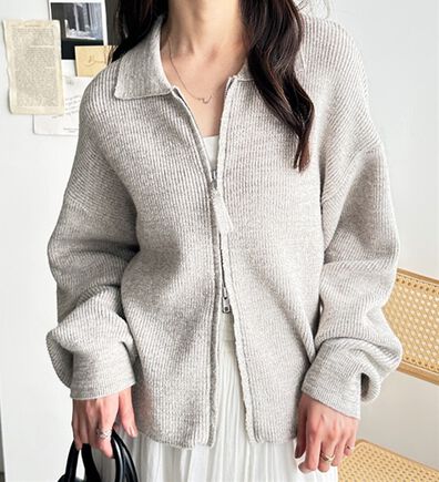 GeeRA（ジーラ）の「ダブルジップニットカーデ（ニットカーディガン）」