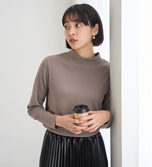 BELLUNA（ベルーナ）の「綿混リブハイネックプルオーバー（カットソー）」｜詳細画像