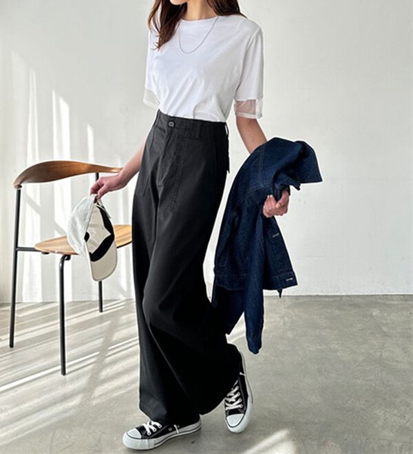 GeeRA（ジーラ）の「コットンワイドベイカーパンツ（フルレングスパンツ）」｜詳細画像