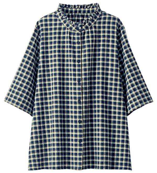 BELLUNA（ベルーナ）の「肌に優しい爽快コットン混フリルブラウス（シャツ）」｜詳細画像