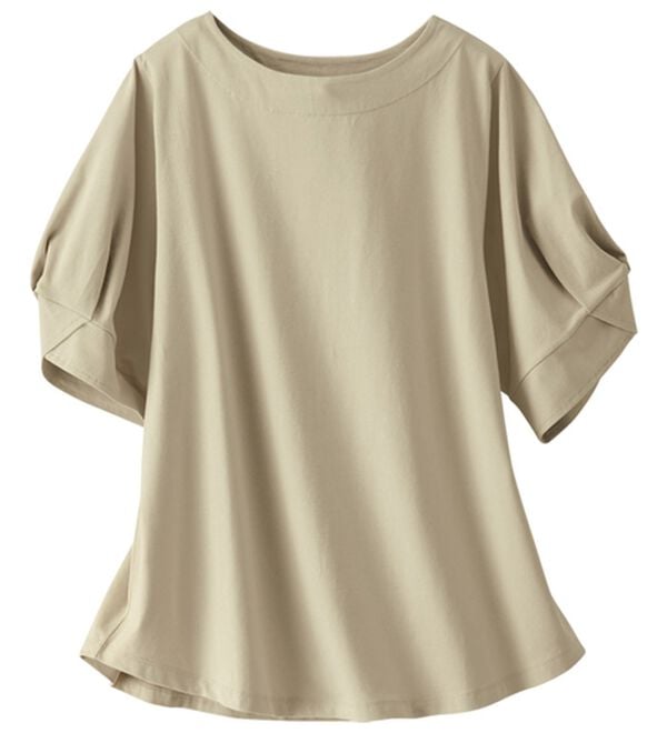 BELLUNA（ベルーナ）の「《ＨｕｇＲｅａｍコットンＣｏｏｌ》ひんやり袖タックプルオーバー（カットソー）」｜詳細画像