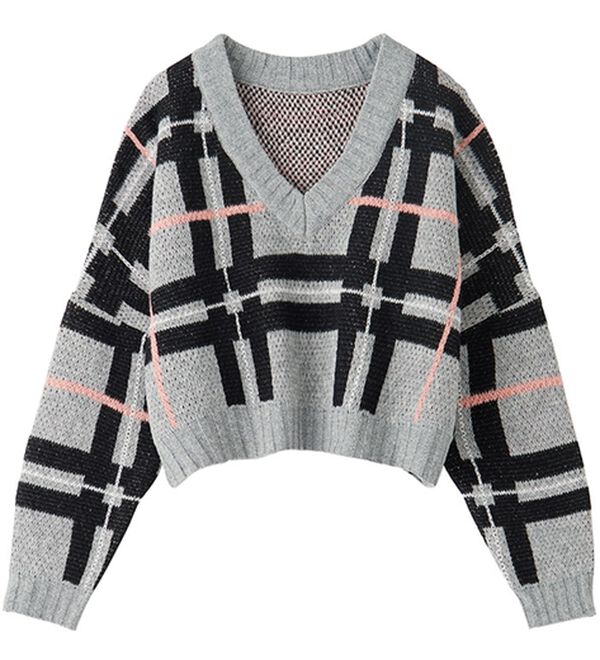 チェック柄ニットプルオーバー - ベルーナ【公式】