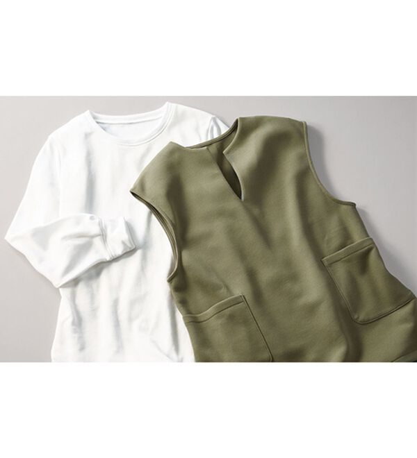 BELLUNA（ベルーナ）の「【2点セット】静電気防止インナー付ベストアンサンブル（アンサンブル）」｜詳細画像