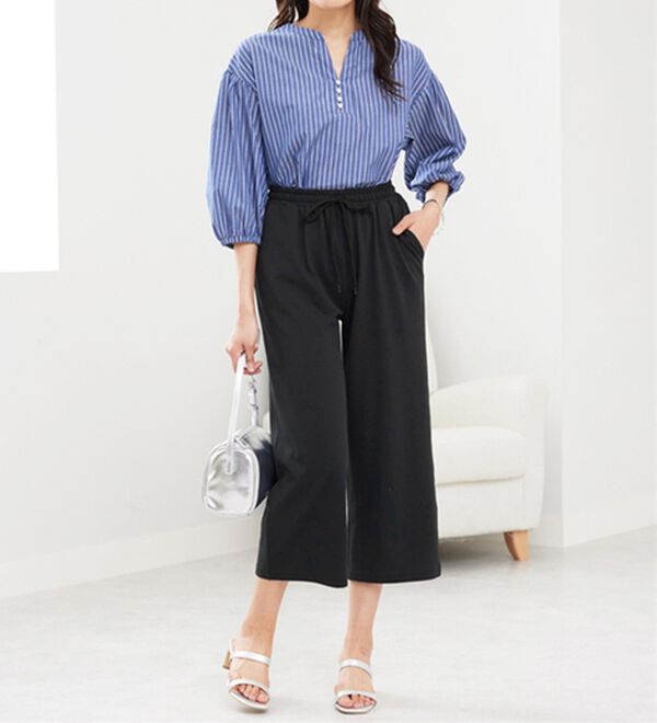 BELLUNA（ベルーナ）の「ゆったり快適！麻入りワイドパンツ（ワイドパンツ・ガウチョ）」｜詳細画像