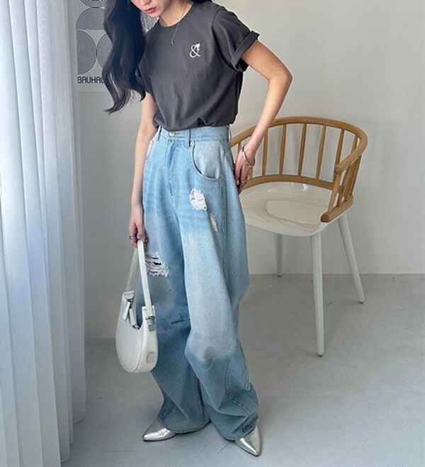 GeeRA（ジーラ）の「アンドハート刺しゅうＴシャツ（Tシャツ）」｜詳細画像