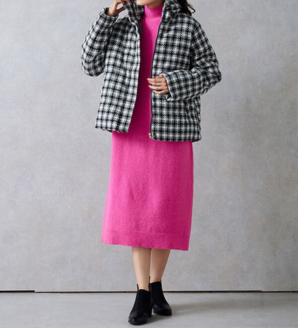 ボリューム衿ツイード調中わたジャケット - ベルーナ【公式】