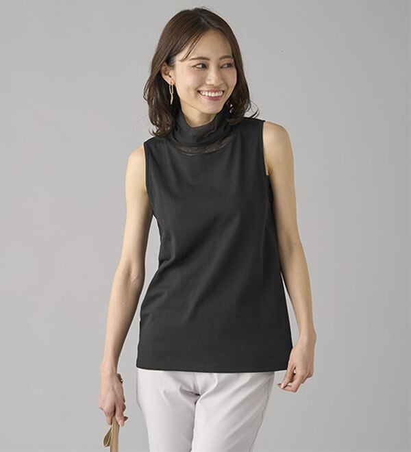 BELLUNA（ベルーナ）の「綿混素材脇汗対策チュール使いインナー（タンクトップ・キャミソール）」｜詳細画像