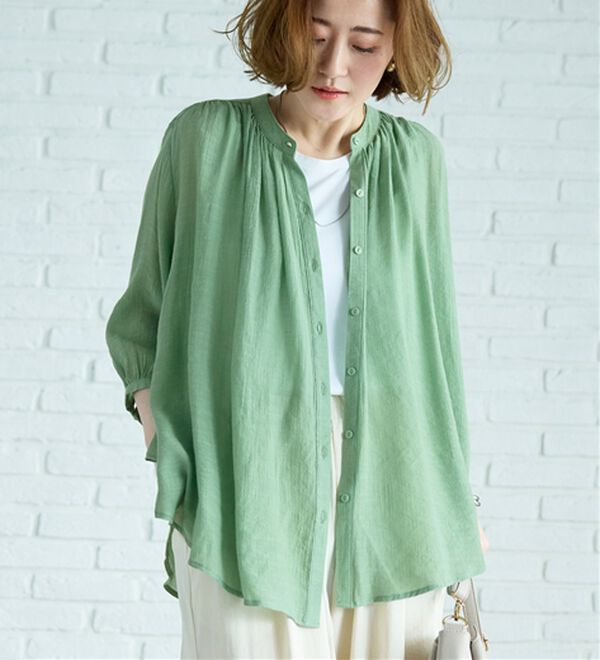 BELLUNA（ベルーナ）の「スラブ素材ギャザーデザインブラウス（ブラウス）」｜詳細画像