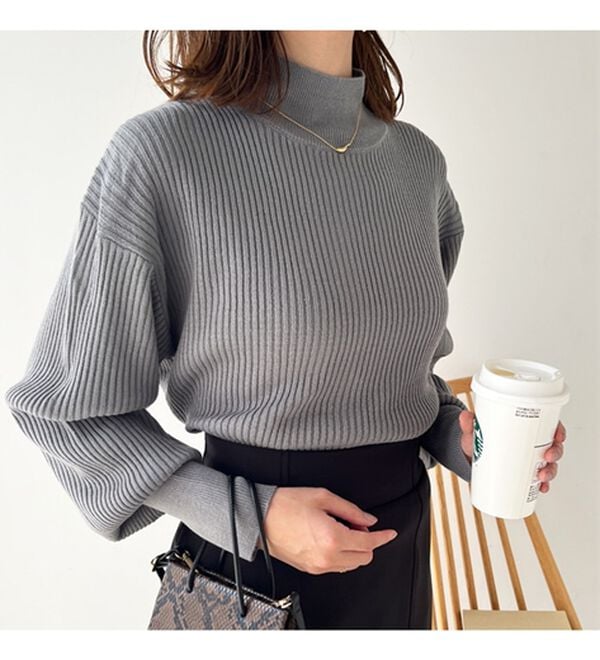 GeeRA（ジーラ）の「ボリュームスリーブハイネックニット（ニット・セーター）」｜詳細画像