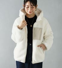 A HAPPY MARILYN（アハッピーマリリン）の「【Ｌ～８Ｌ】中綿入りボアフードブルゾン（ブルゾン）」