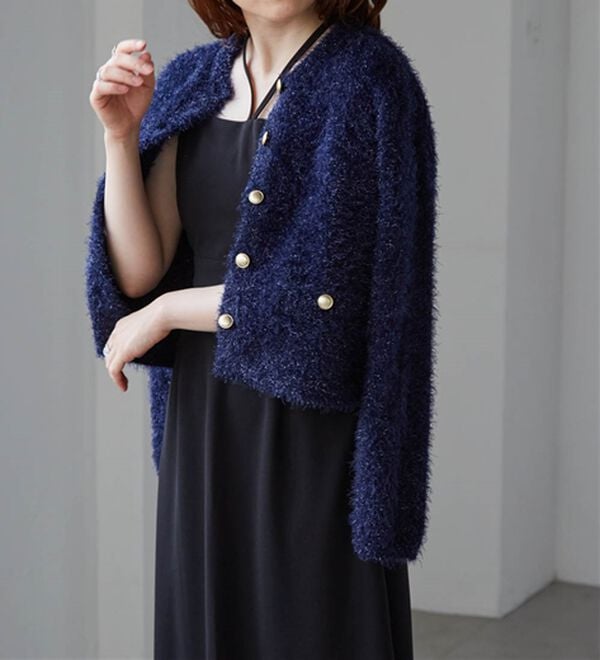 RANAN（ラナン）の「ゴールド調ボタンラメシャギーカーディガン（ニットカーディガン）」｜詳細画像