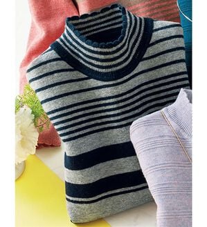 ルフラン（ルフラン）の「洗えるウール混ふんわりセーター（ニット・セーター）」｜ネイビー系ボーダー