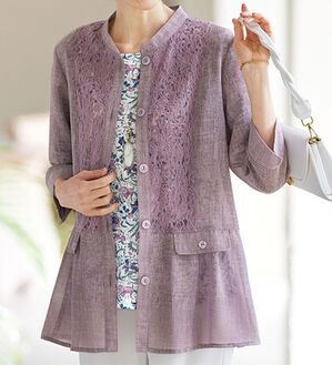 BELLUNA（ベルーナ）の「一泊二日旅行に便利！レース切替アンサンブル（シャツ）」｜詳細画像