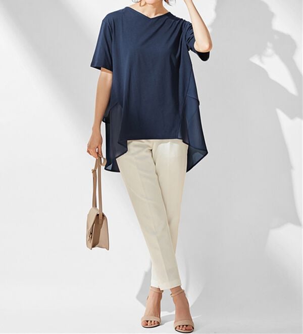 alotta（アロッタ）の「【接触冷感】バックシフォン切替チュニック（チュニック）」｜詳細画像