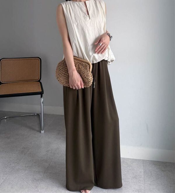 RANAN（ラナン）の「ひんやり！とろみ2タック体型カバーパンツ（フルレングスパンツ）」｜詳細画像