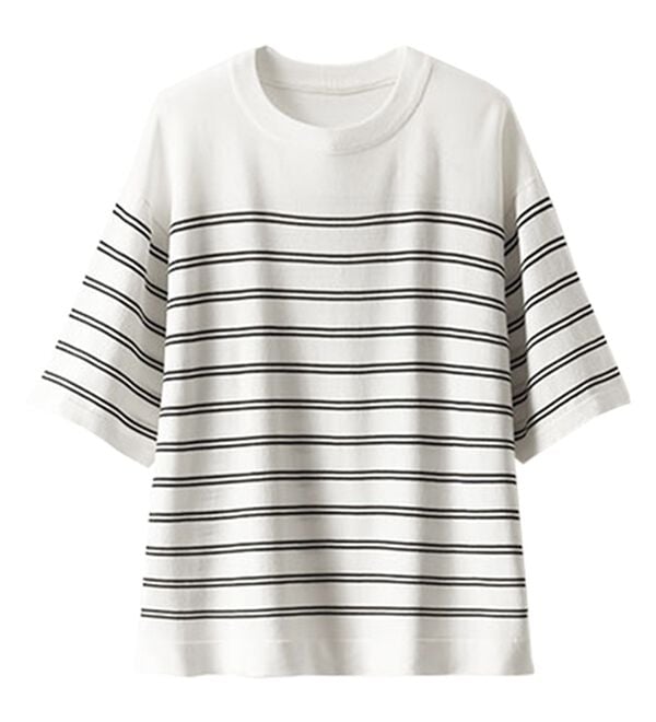 BELLUNA（ベルーナ）の「【快適Ｌａｂ．】シャリ冷！洗える多機能ニットＴシャツ（ニット・セーター）」｜詳細画像