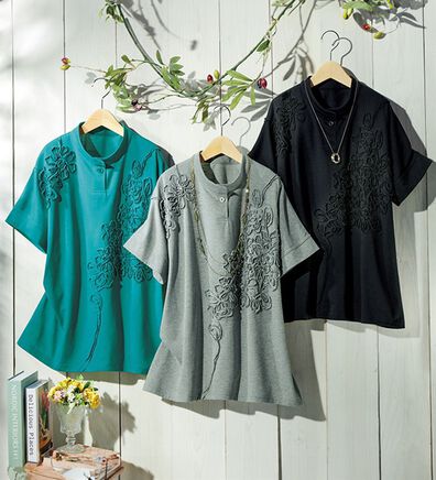 ルフラン（ルフラン）の「【３色組】汗ジミ対策！コード刺しゅうプルオーバー（カットソー）」