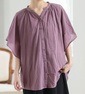 A HAPPY MARILYN（アハッピーマリリン）の「【大きいサイズ】【Ｌ～６Ｌ】フレアスリーブワイドブラウス【風通るプレミアム】（ブラウス）」｜プラム