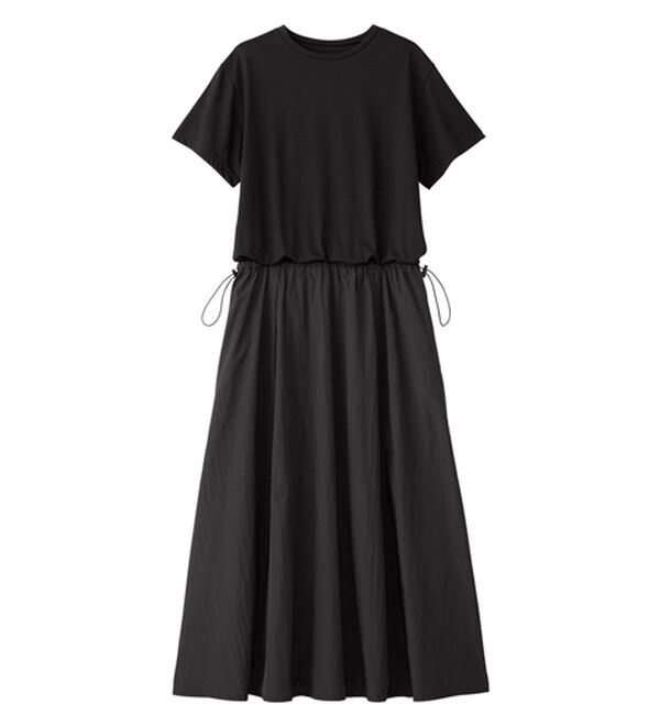 Viola e Viola（ヴィオラ エ ヴィオラ）の「【Ｍ～５Ｌ】ゆったり異素材ドッキングワンピース（ドッキングワンピース）」｜詳細画像