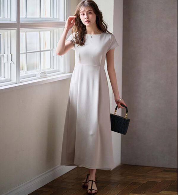 上品見えバックギャザーワンピース - ベルーナ【公式】 