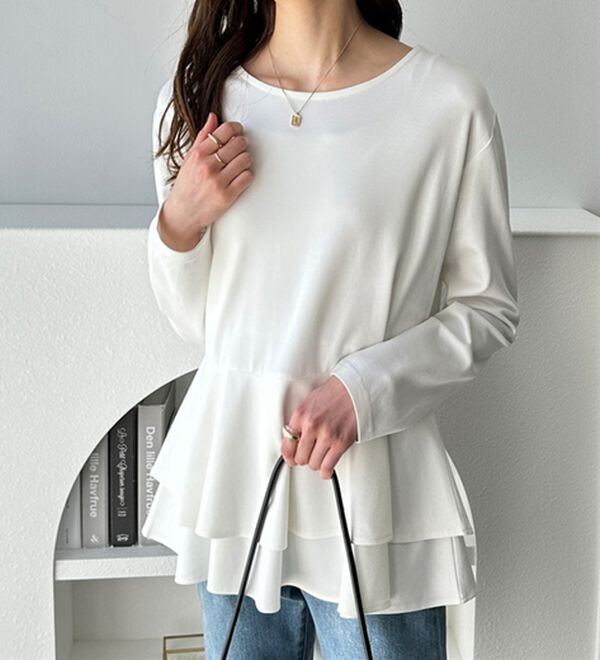 GeeRA（ジーラ）の「きれいめポンチペプラムティアードカットソー（カットソー）」｜詳細画像