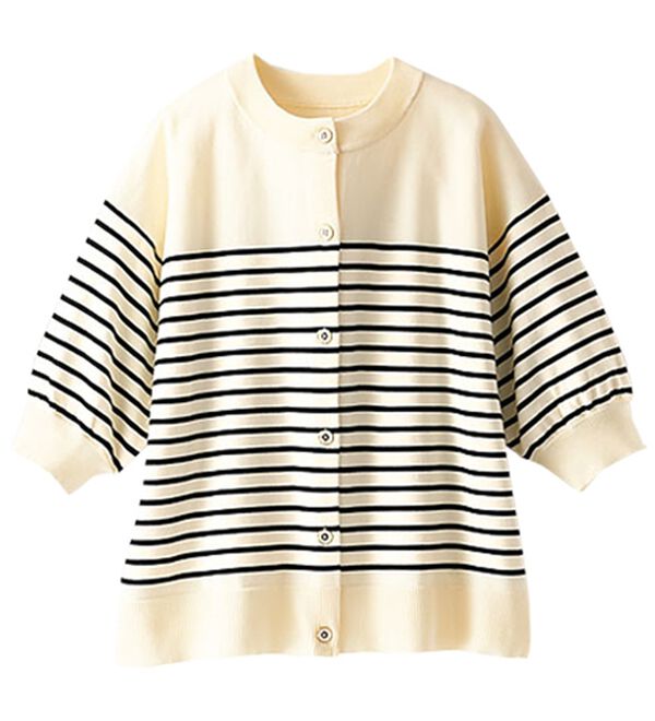 BELLUNA（ベルーナ）の「【快適Ｌａｂ．】洗える！軽い！５分袖ニットカーディガン（ニットカーディガン）」｜詳細画像