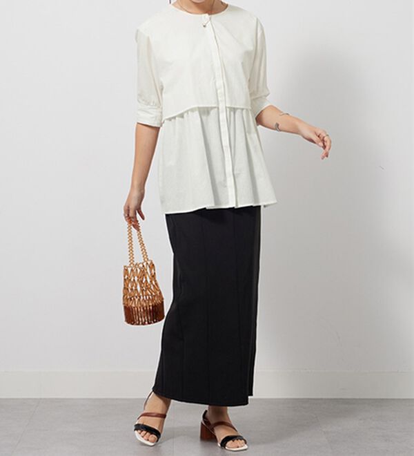 GeeRA（ジーラ）の「【華奢見え】羽織にもなる！ペプラムシャツチュニック（チュニック）」｜詳細画像