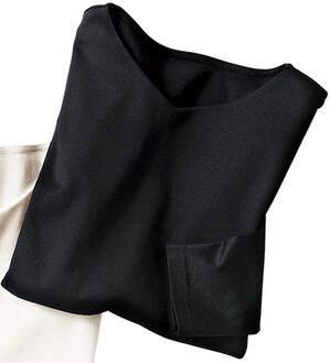VINNO（ヴィノ）の「＜日本製＞美の艶コットン１００％プルオーバー（９分袖）（カットソー）」｜黒