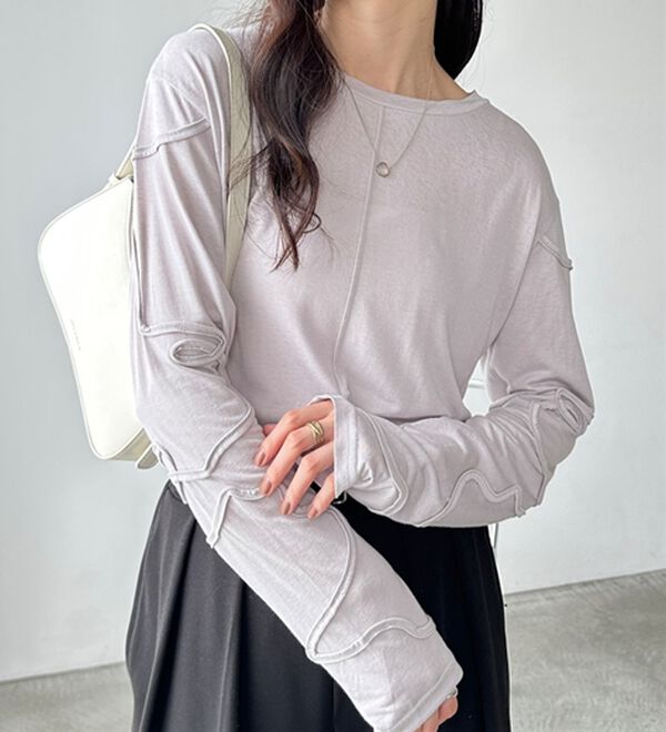 GeeRA（ジーラ）の「コード刺繍スラブシアーカットソー（カットソー）」｜詳細画像