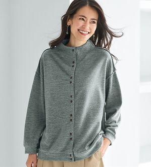 BELLUNA（ベルーナ）の「ゆったりボトムに合わせるウール調素材ショートプルオーバー（カットソー）」｜チャコール