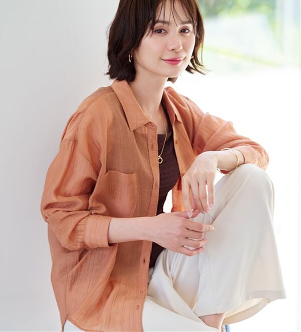 BELLUNA（ベルーナ）の「ほどよい透け感！シアー楊柳エアリーシャツ（シャツ）」｜詳細画像