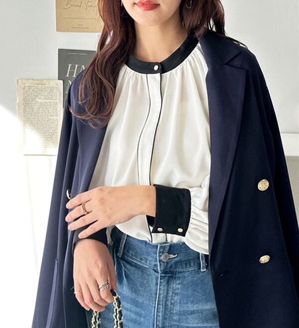 GeeRA（ジーラ）の「前後２ＷＡＹバイカラーブラウス（ブラウス）」｜詳細画像