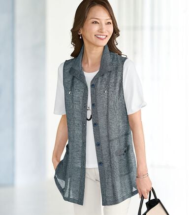 BELLUNA（ベルーナ）の「綿麻素材スラブ調デザインベスト（ベスト）」